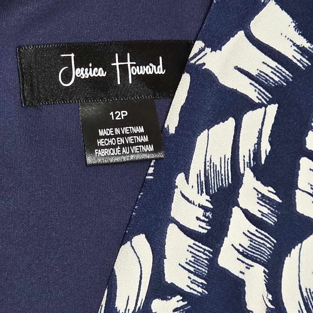 Jessica Howard Navy White Abstract Print Maxi Dress V-Neck Knot Front 12P
394 - Picture 2 of 7